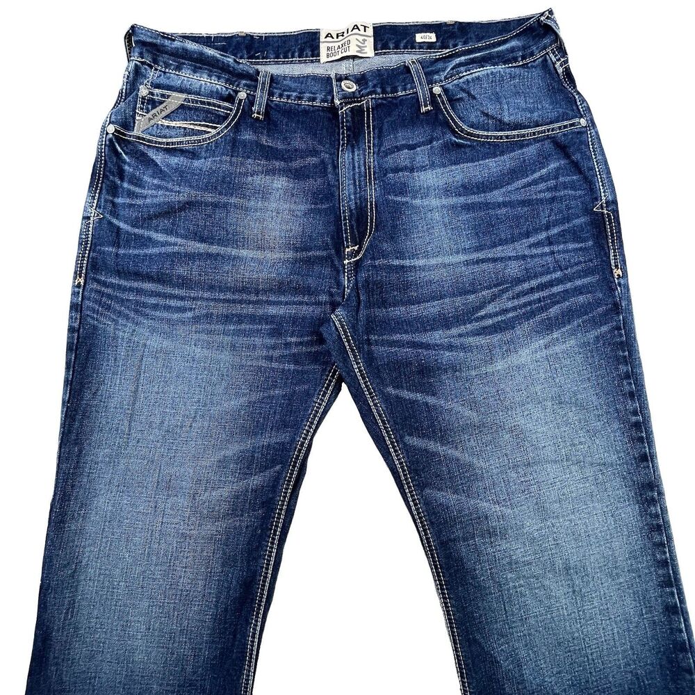 Ariat M4 Jeans Mens 40x34 Blue Denim Relaxed Boot Cut Stretch Cowboy Western